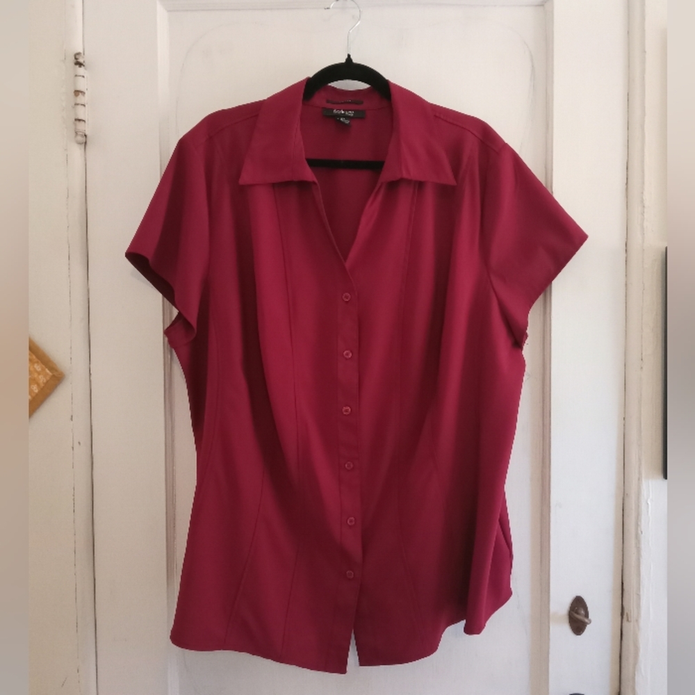 Burgundy Short Sleeve Button Down